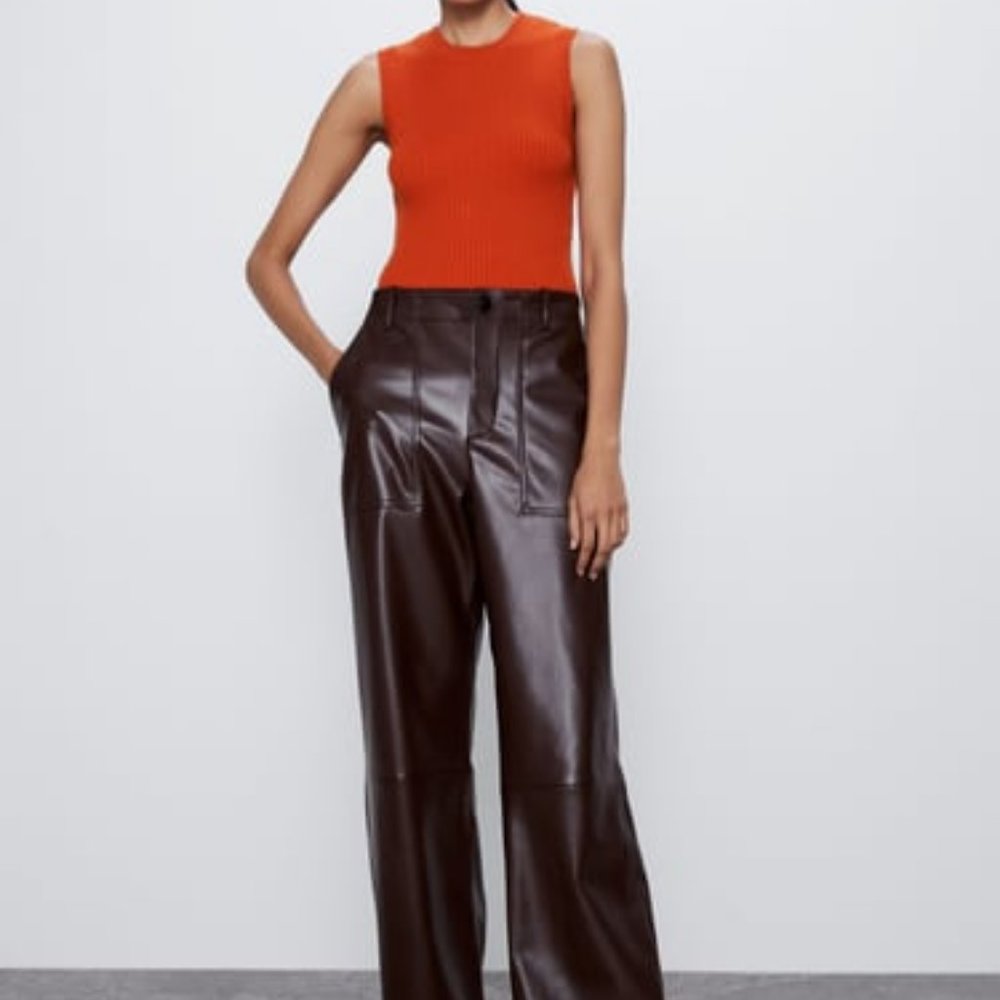 Zara Ribbed Knit Top Orange